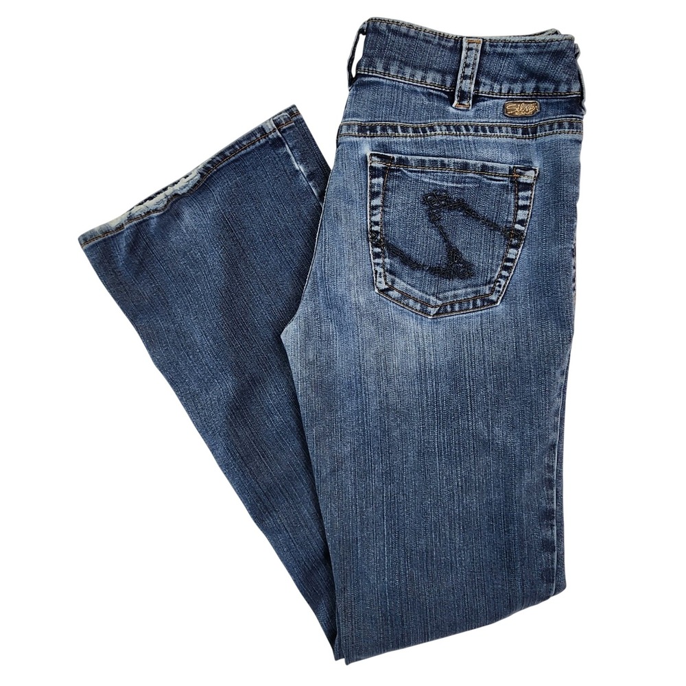Silver Jeans 31 Blue Suki Mid Rise Bootcut Denim Y2K Western Cowgirl Indie